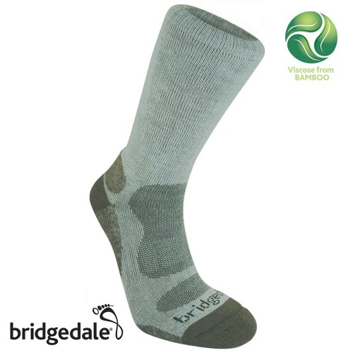 Bridgedale Men's BAMBOO CREW Lightweight Walking / Sport Socks OLIVE/STONE